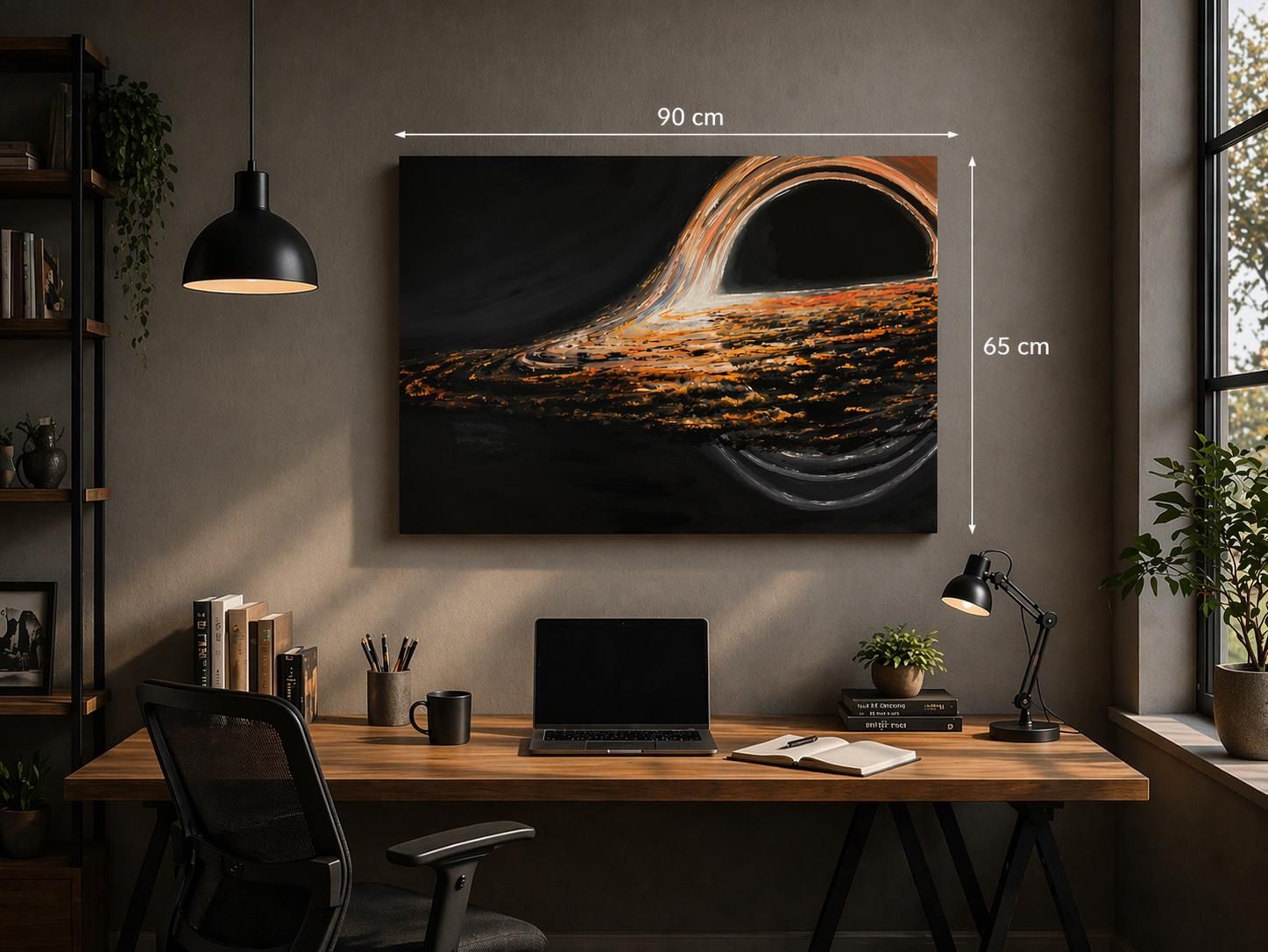 Original Black Hole Acrylic Painting, Cosmic Galaxy Canvas Art (65 x 95 cm) — view 4