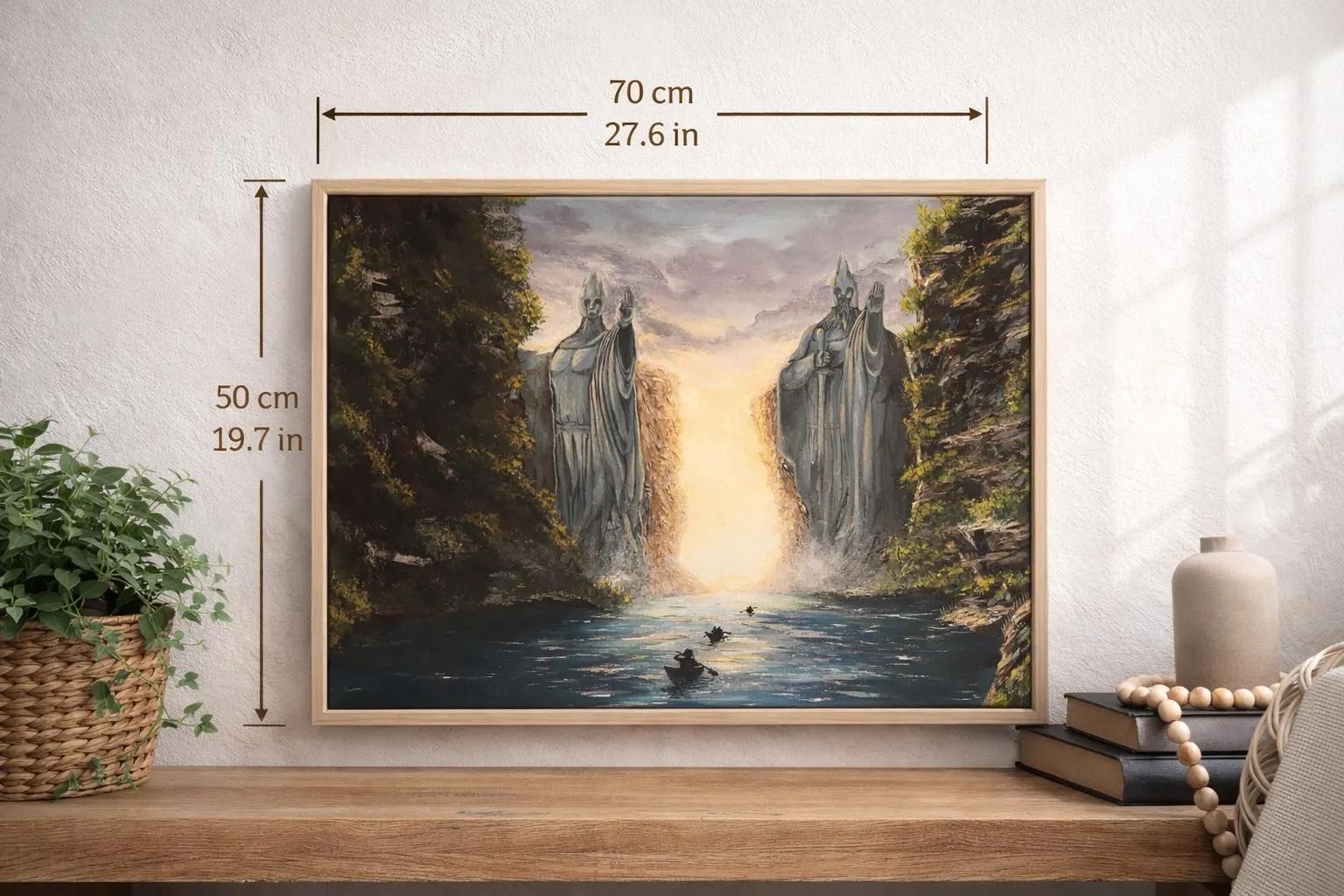 Original Acrylic Fantasy Canyon Painting, Monumental Statues Wall Art, 70 x 50 cm — view 5