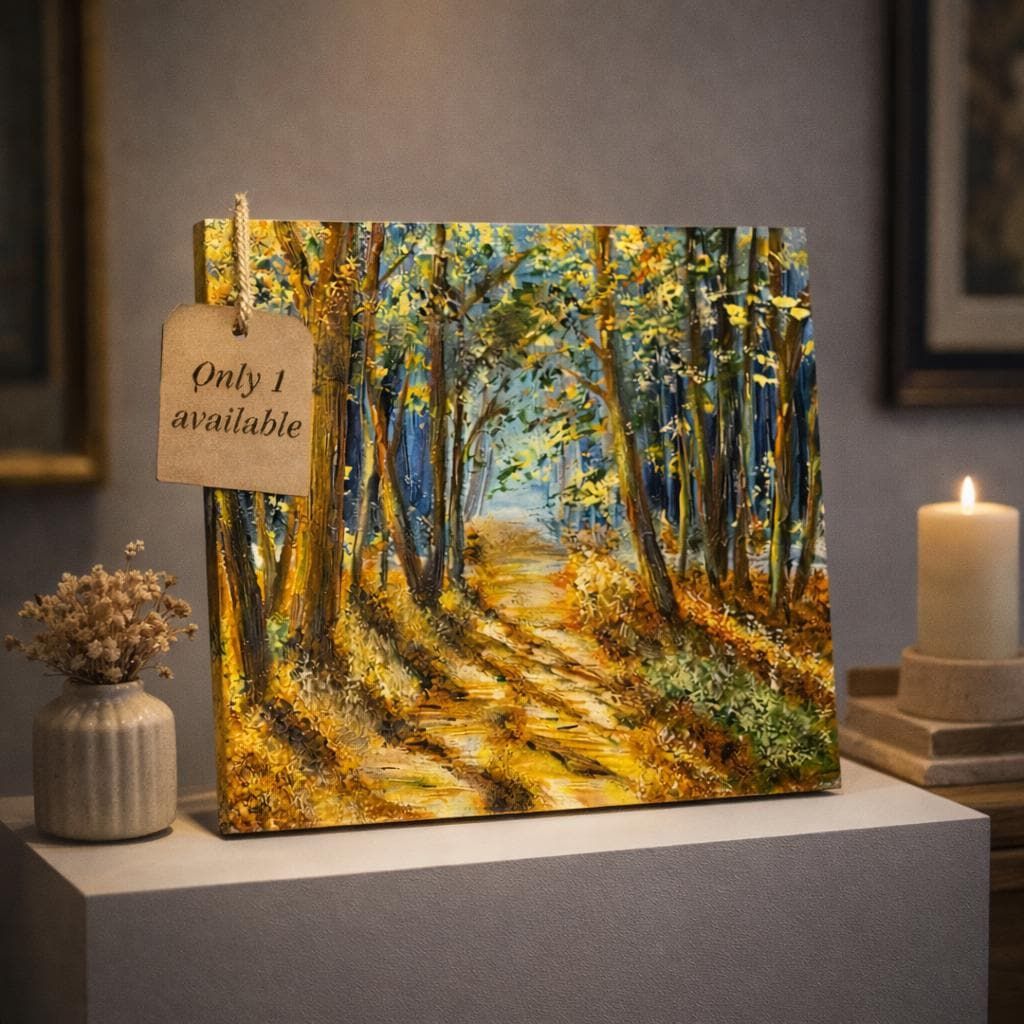 Forest Path Oil Painting, Original Handmade Landscape, Nature Wall Art, Woodland Decor, 30x30 cm — view 2