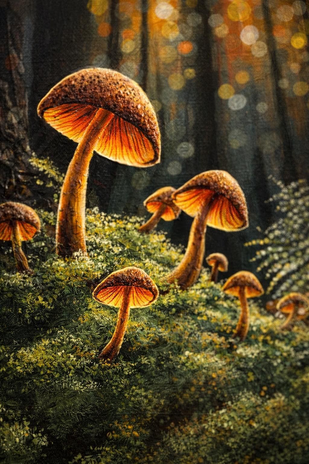 Original Mushroom Forest Painting, Enchanted Woodland Art, Cottagecore Decor, Acrylic Canvas 30x40 cm — view 3
