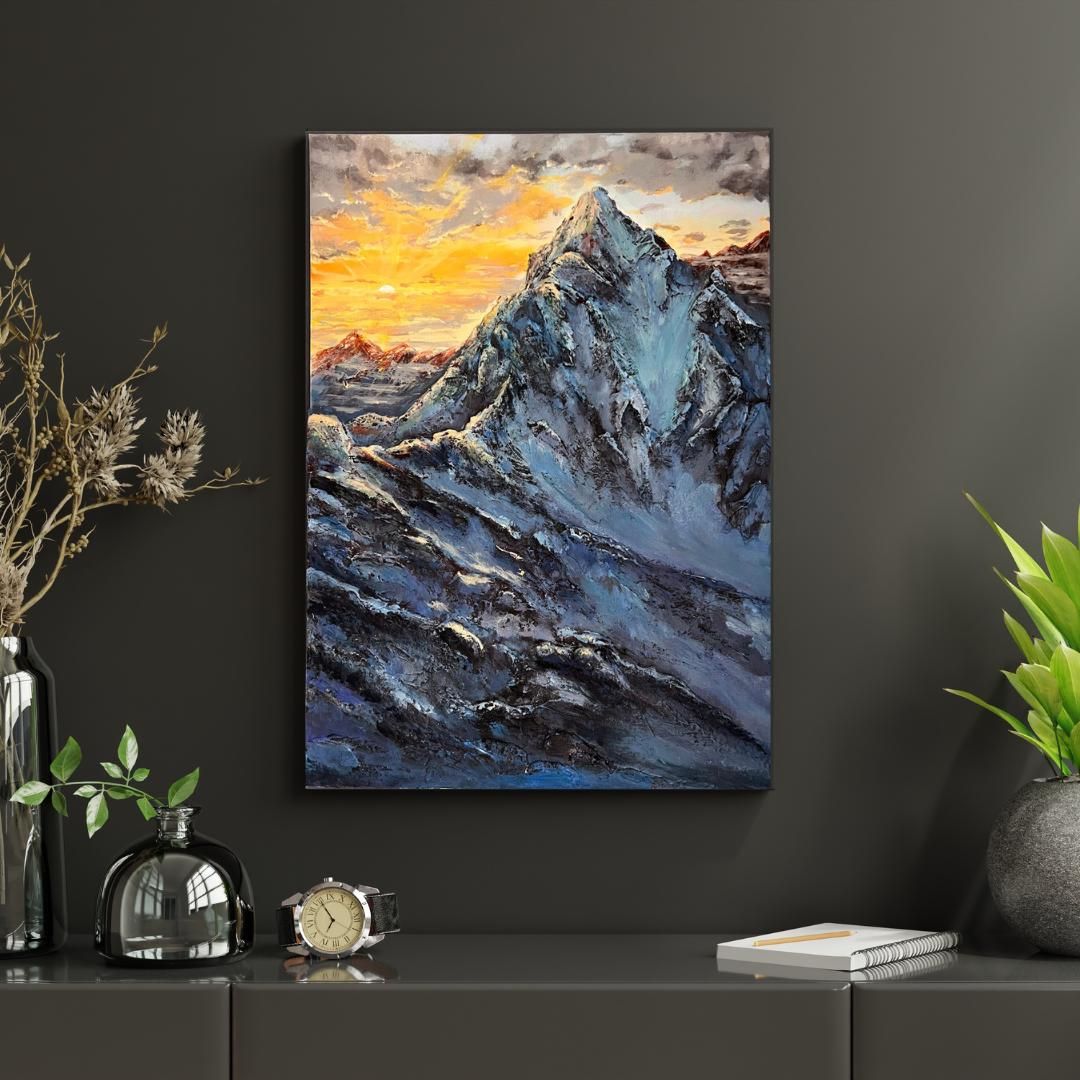Original Textured Mountain Painting, Acrylic Landscape Art, 70 x 50 cm — view 4