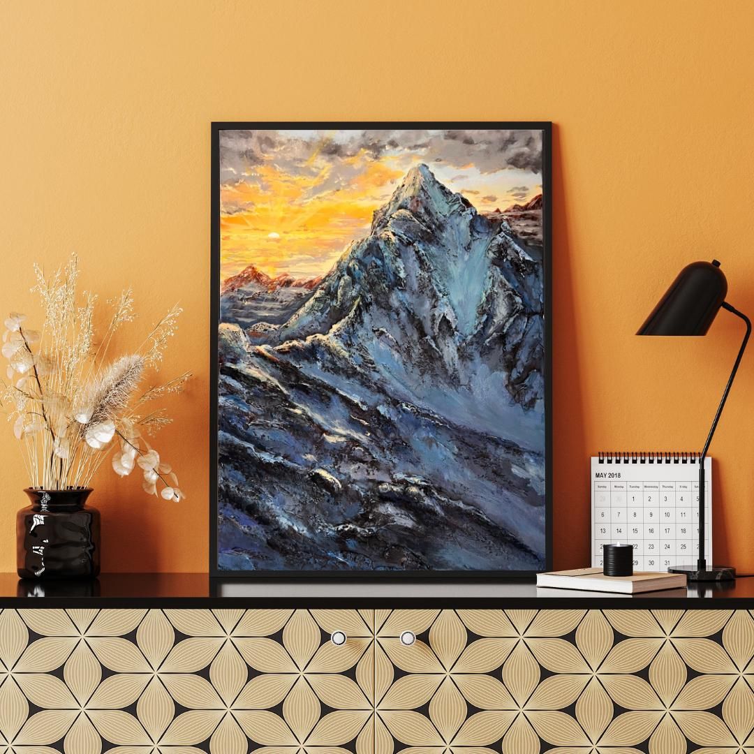 Original Textured Mountain Painting, Acrylic Landscape Art, 70 x 50 cm — view 5