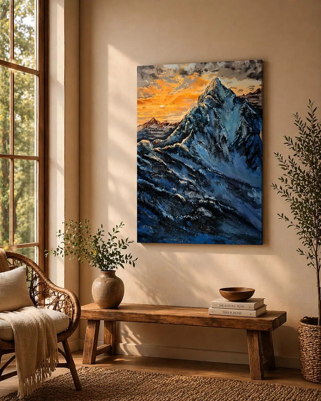Original Textured Mountain Painting, Acrylic Landscape Art, 70 x 50 cm
